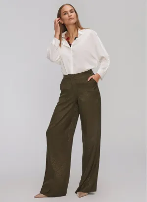 13808 Khaki Patterned Wide Leg Pants