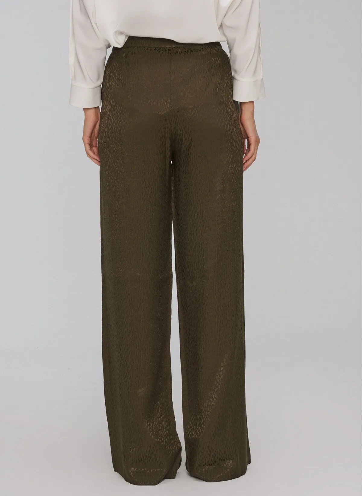 13808 Khaki Patterned Wide Leg Pants