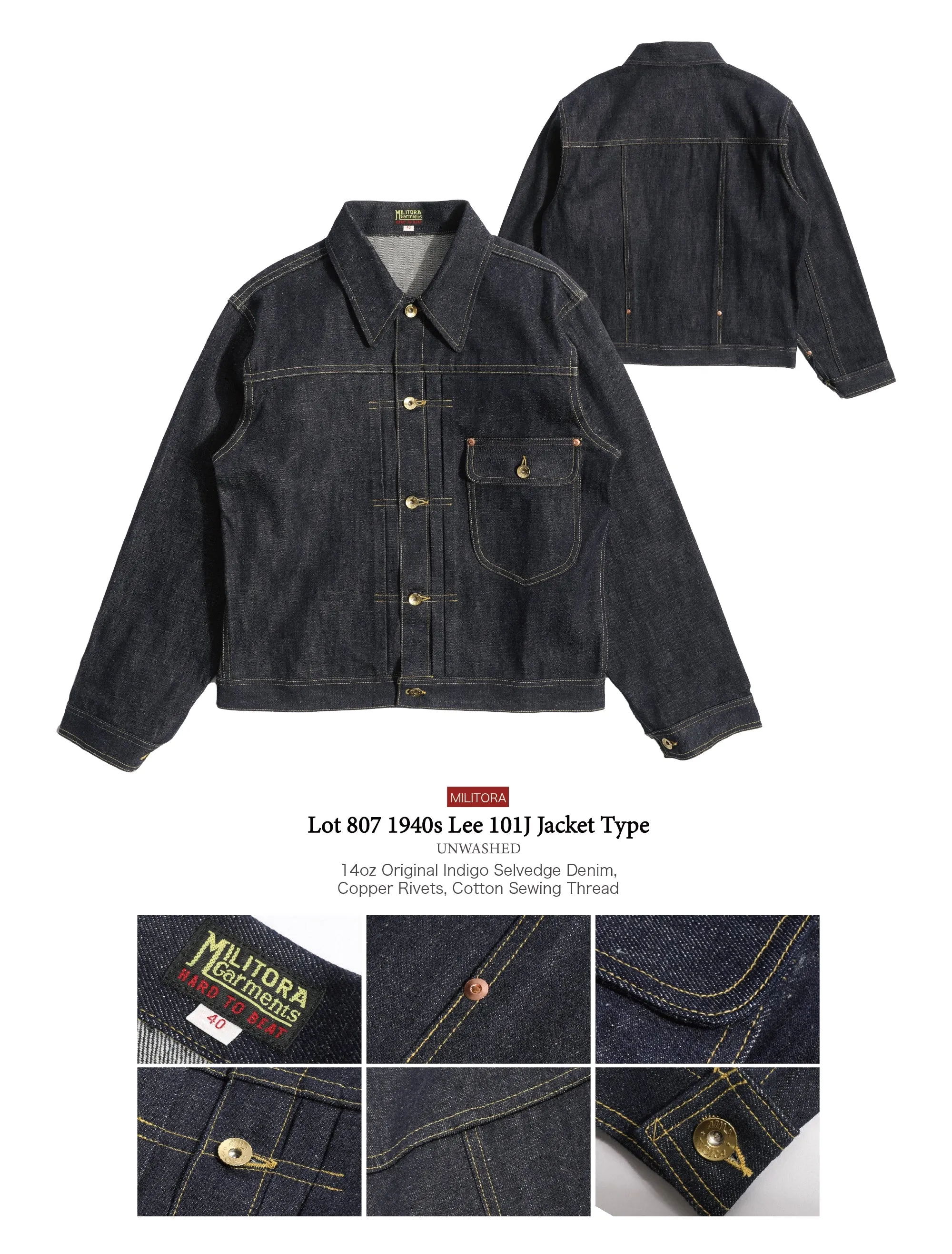 1940s Vintage Style Denim Jacket