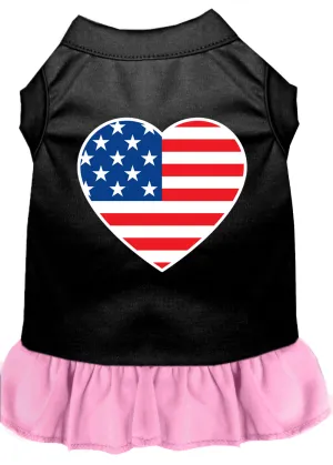 American Flag Heart Screen Print Dress Black With Light Pink Xxl