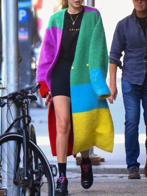 Bohemia Loose Color-Block Multi-Colored Collarless Cardigan Coats