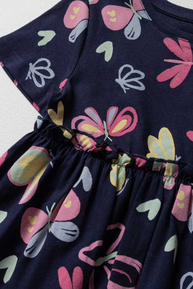 Butterfly T-Shirt Dress Navy