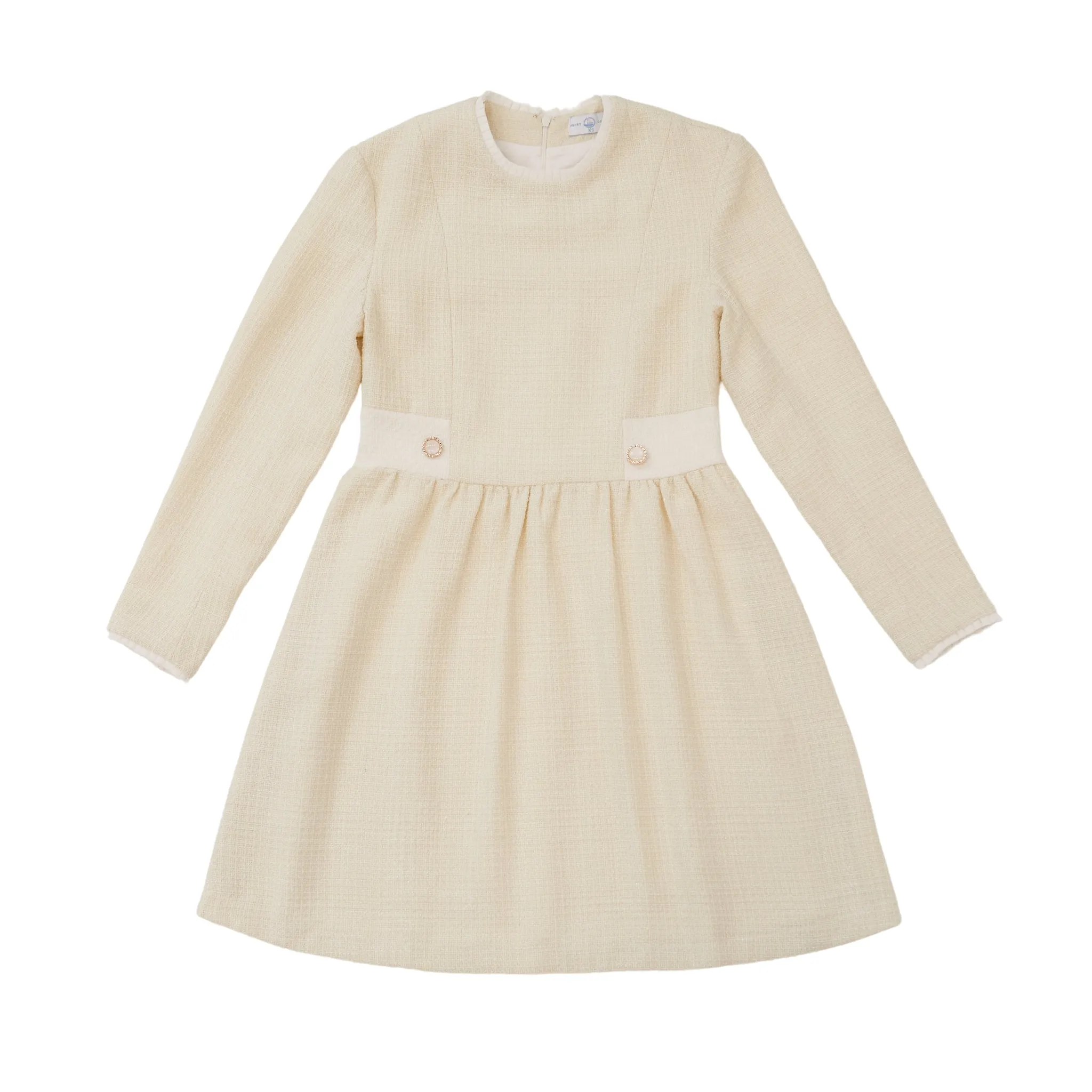 Caroline Dress in Cream Tweed