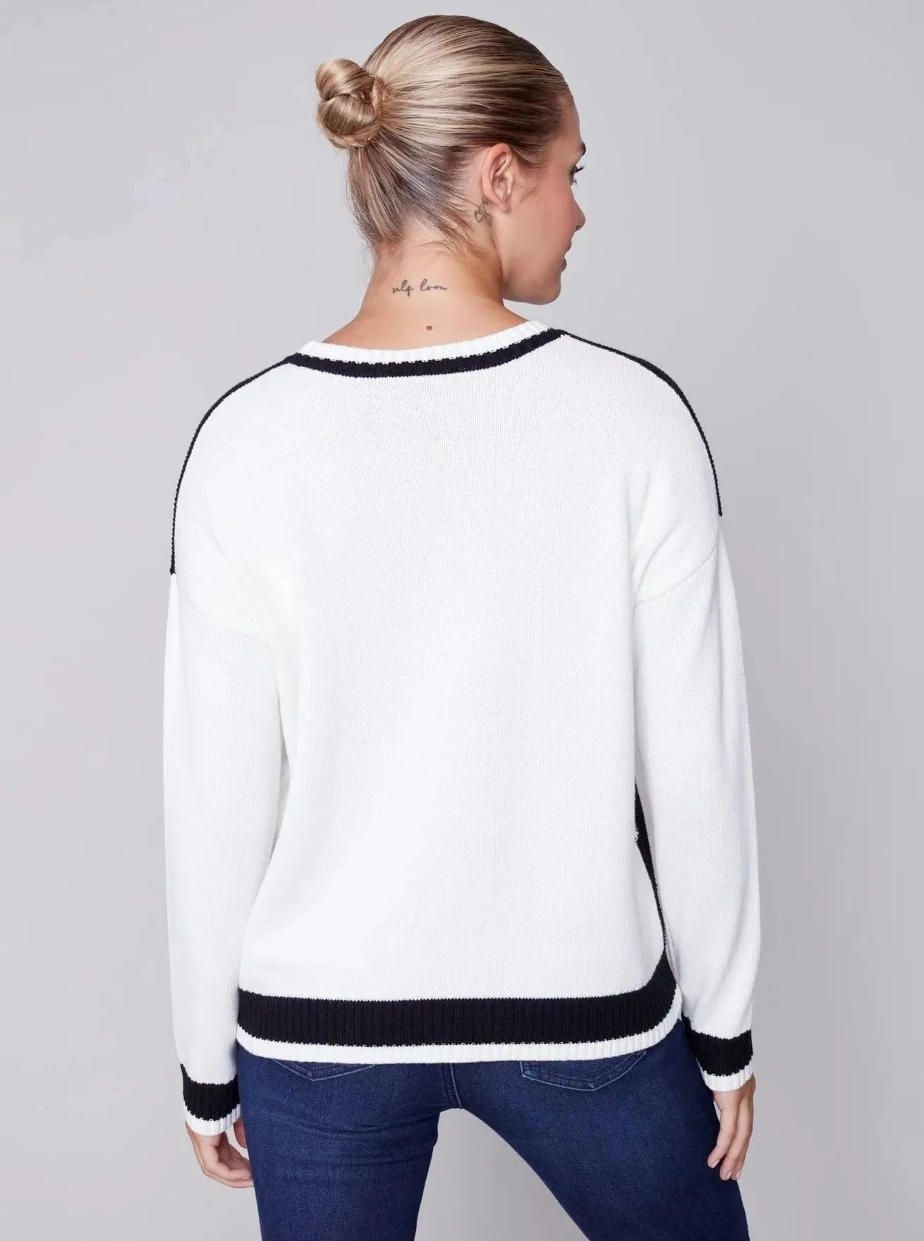 Crewneck Peace Sign Jacquard Sweater [Peace-C2564]