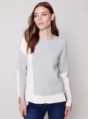 Crewneck Sweater With Color Blocking [H Grey-C2573]