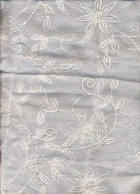 EMBROIDERED White silk chiffon fabric 44&quot;