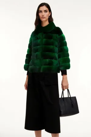 Emerald Green Chinchilla Fur Jacket