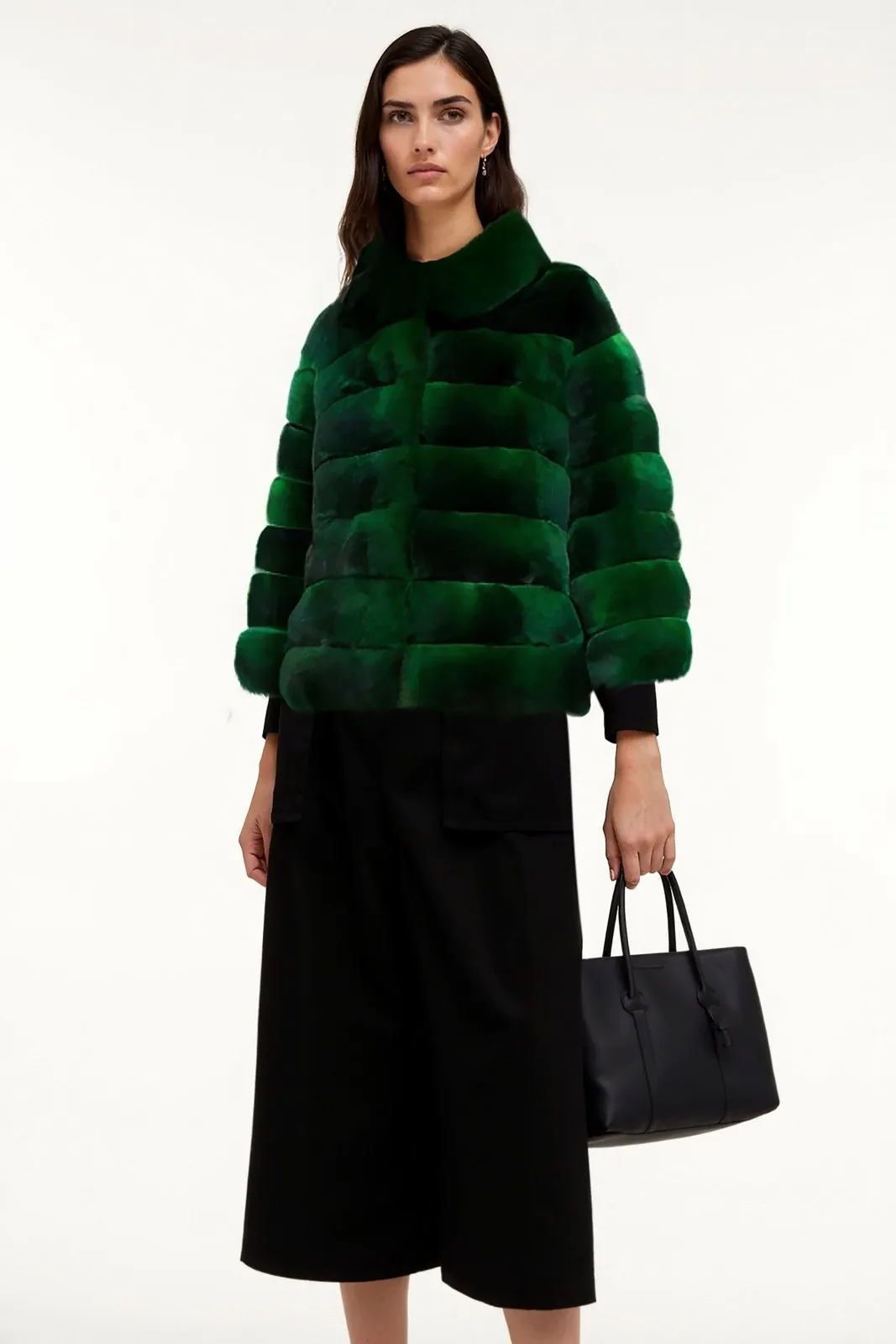 Emerald Green Chinchilla Fur Jacket