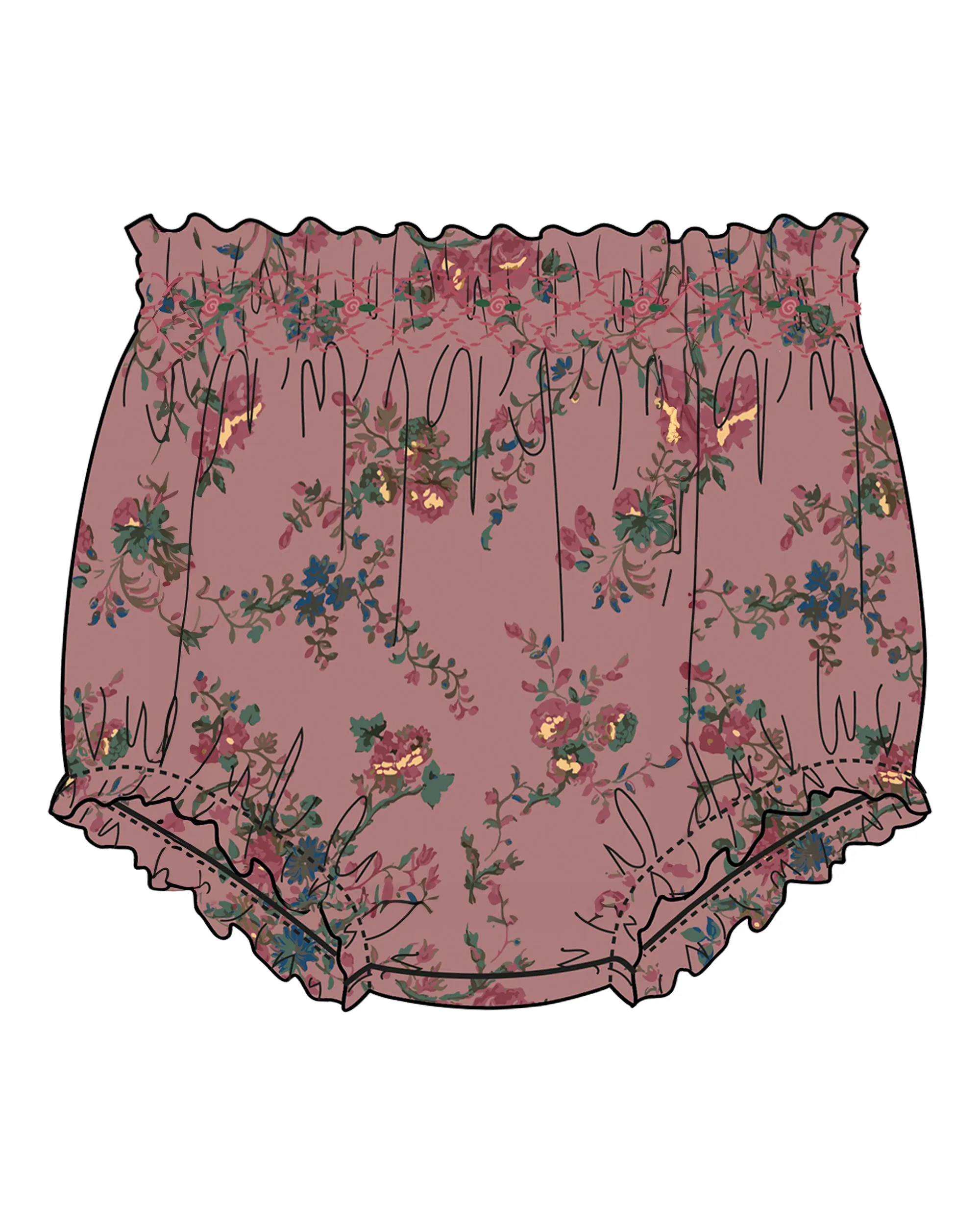 Emile et Ida Orchid Rose Blouse & Bloomer Set