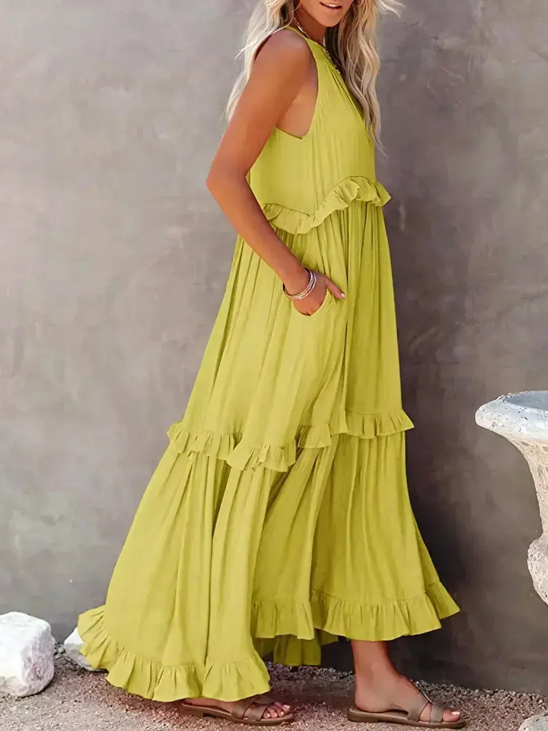 Emilia - Ruffled Halter Maxi Dress