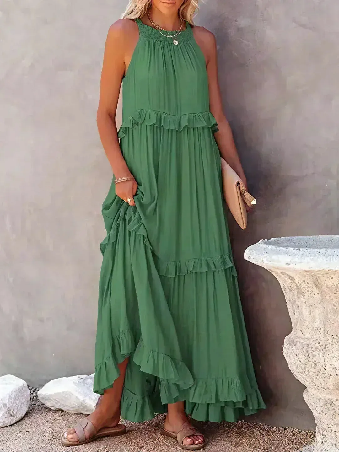 Emilia - Ruffled Halter Maxi Dress