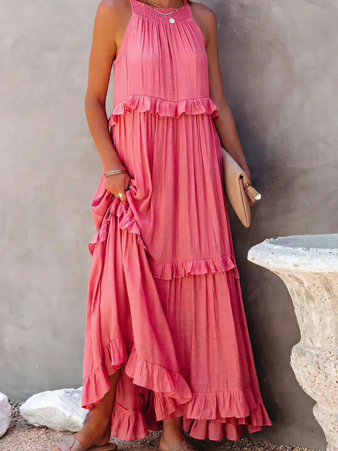 Emilia - Ruffled Halter Maxi Dress