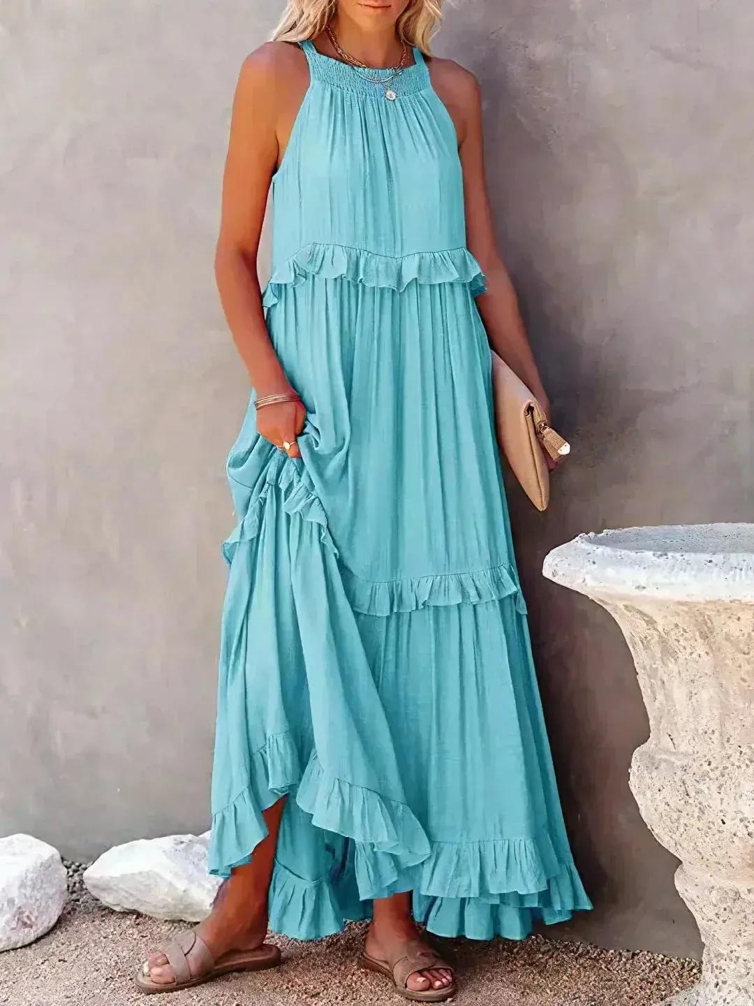 Emilia - Ruffled Halter Maxi Dress