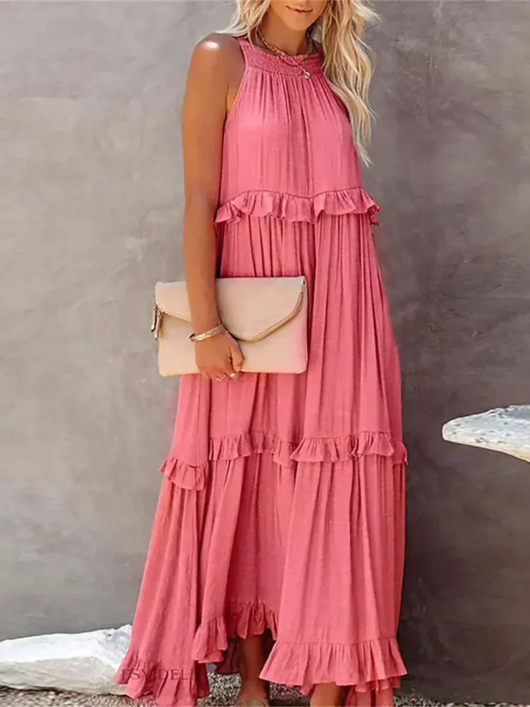 Emilia - Ruffled Halter Maxi Dress
