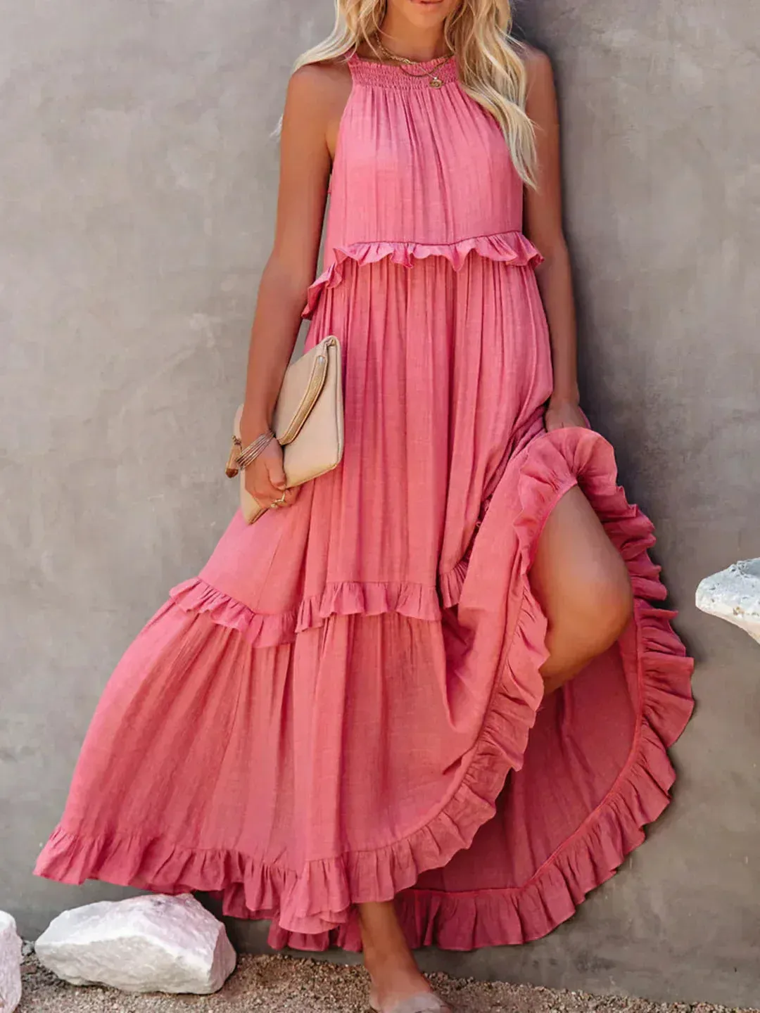 Emilia - Ruffled Halter Maxi Dress