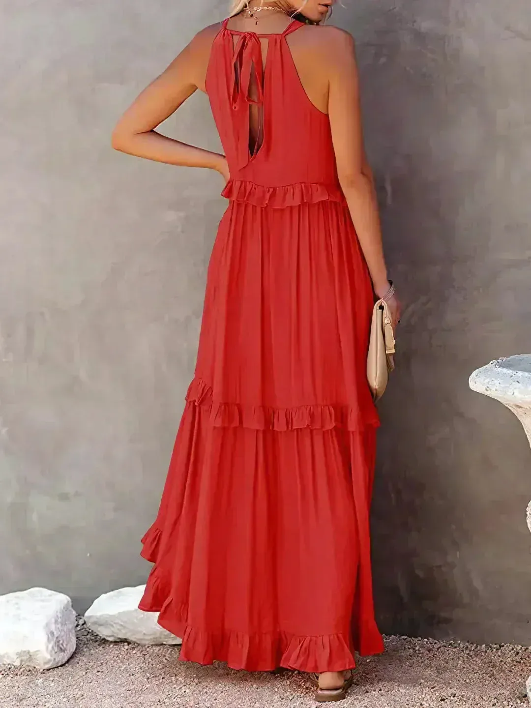 Emilia - Ruffled Halter Maxi Dress