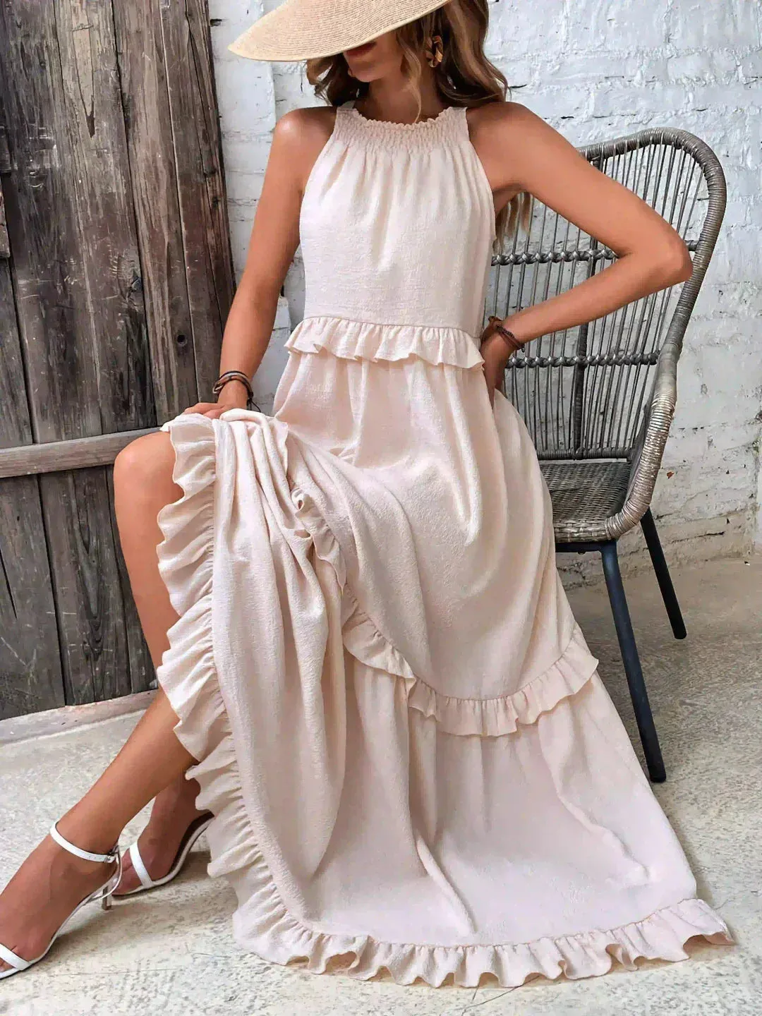 Emilia - Ruffled Halter Maxi Dress