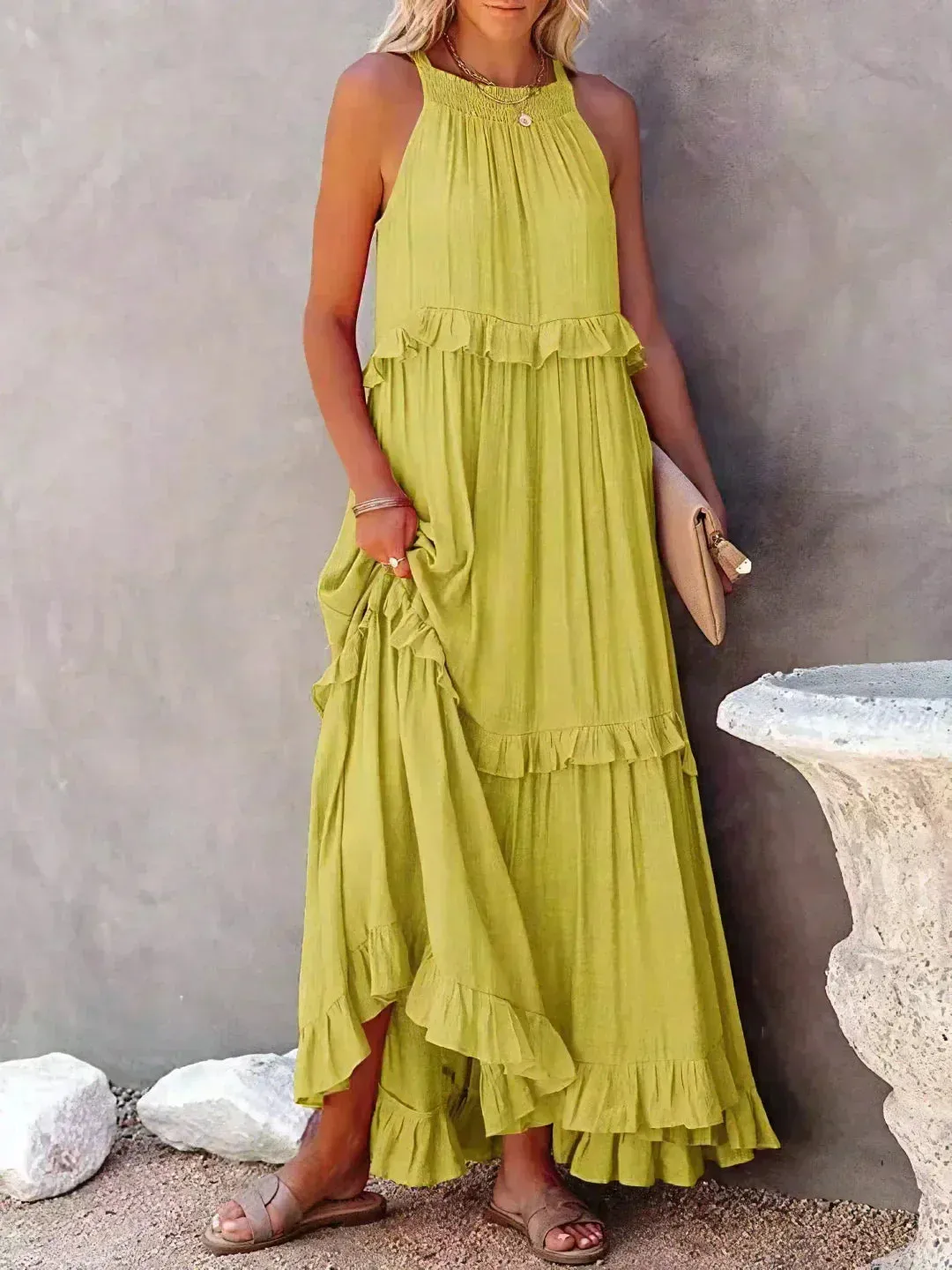 Emilia - Ruffled Halter Maxi Dress