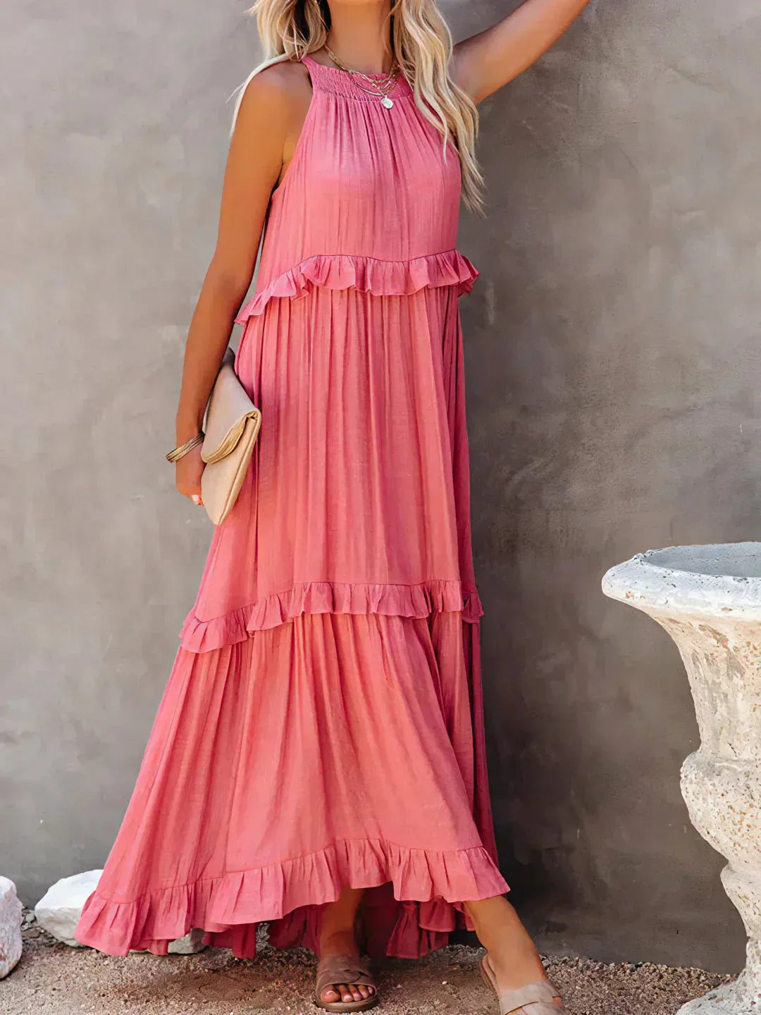 Emilia - Ruffled Halter Maxi Dress