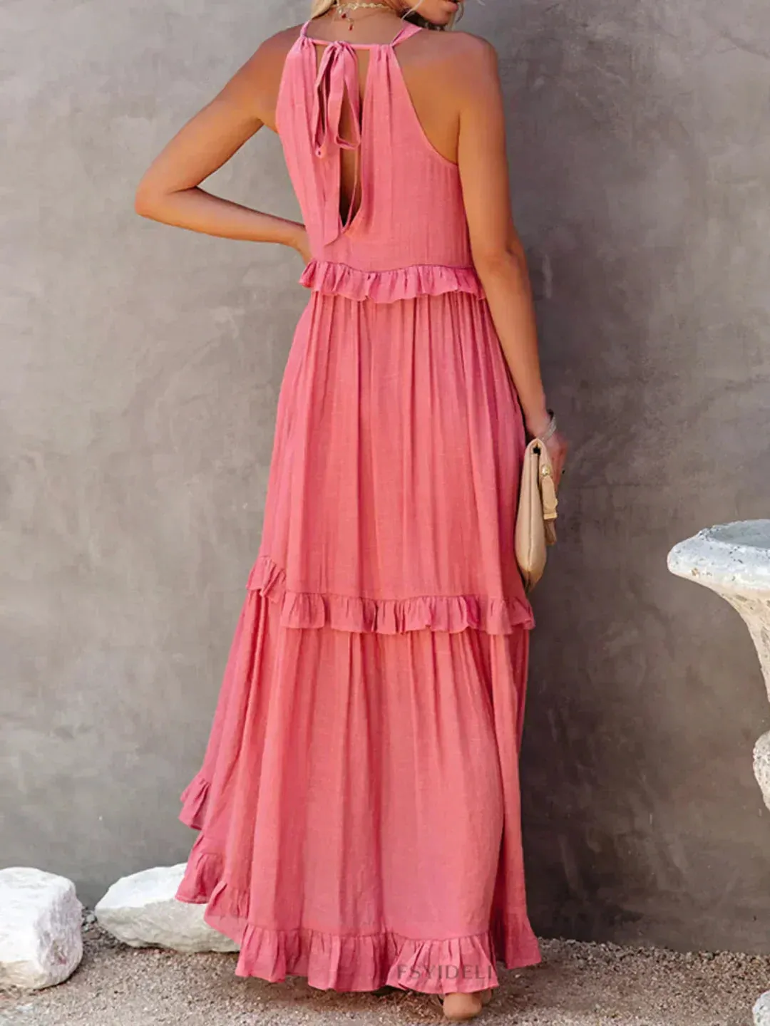 Emilia - Ruffled Halter Maxi Dress