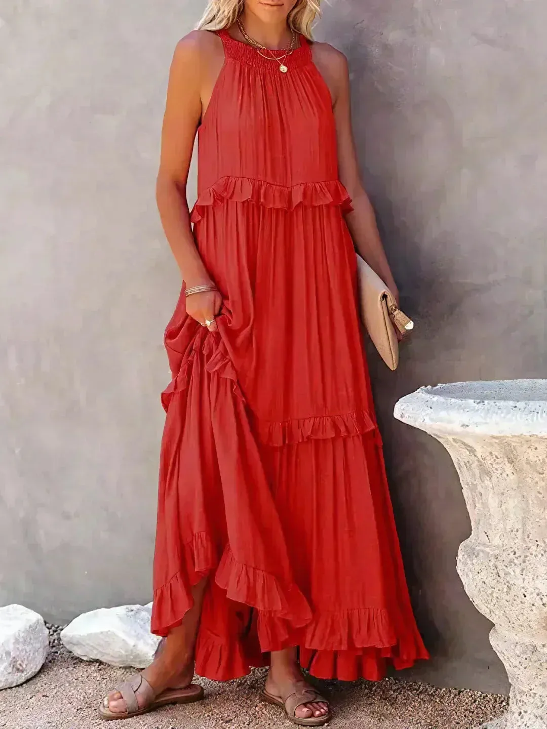 Emilia - Ruffled Halter Maxi Dress