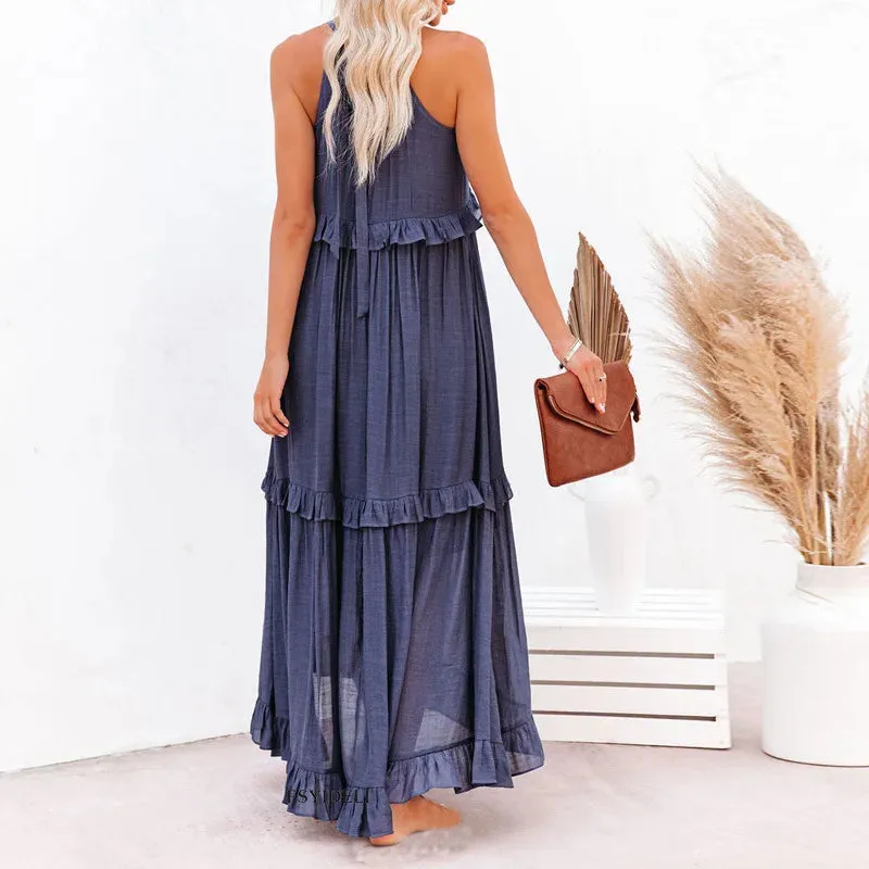 Emilia - Ruffled Halter Maxi Dress
