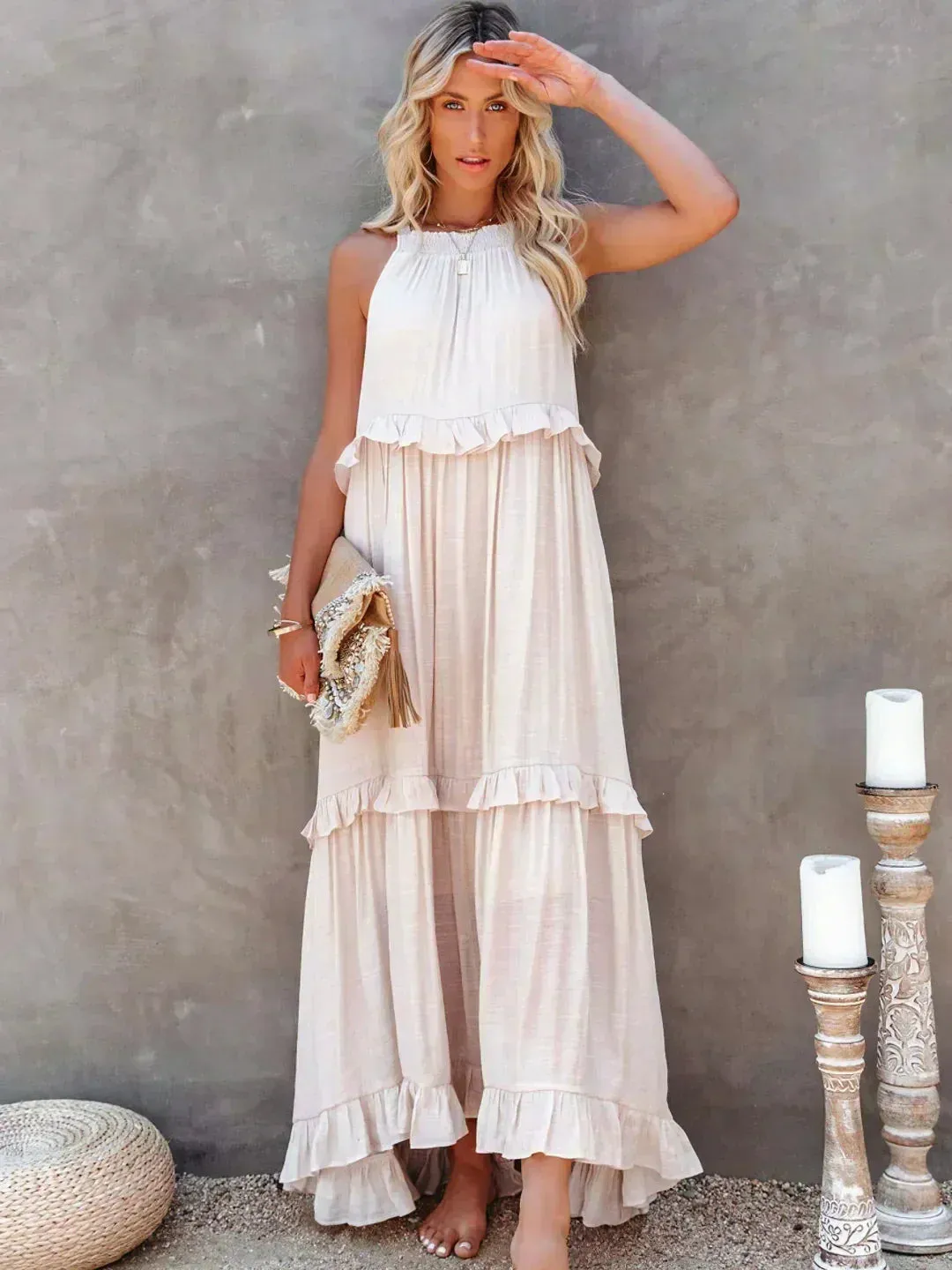 Emilia - Ruffled Halter Maxi Dress