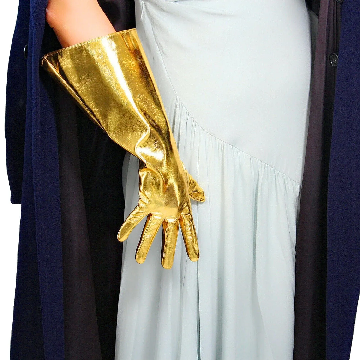 FIFTIES Faux Leather Gloves – Vintage Glam, Elbow-Length