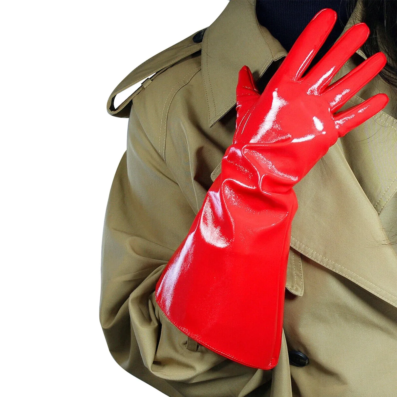 FIFTIES Faux Leather Gloves – Vintage Glam, Elbow-Length