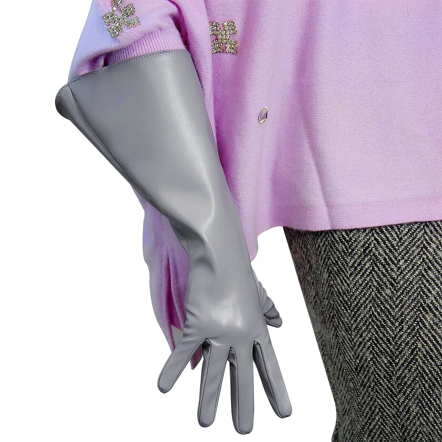 FIFTIES Faux Leather Gloves – Vintage Glam, Elbow-Length
