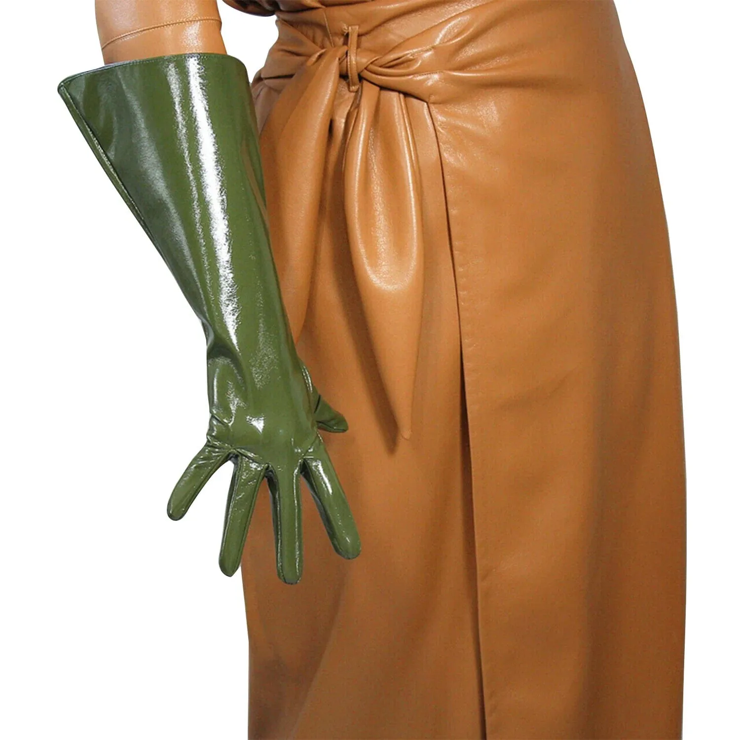 FIFTIES Faux Leather Gloves – Vintage Glam, Elbow-Length