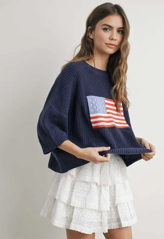 Flag Sweater - Navy Multi