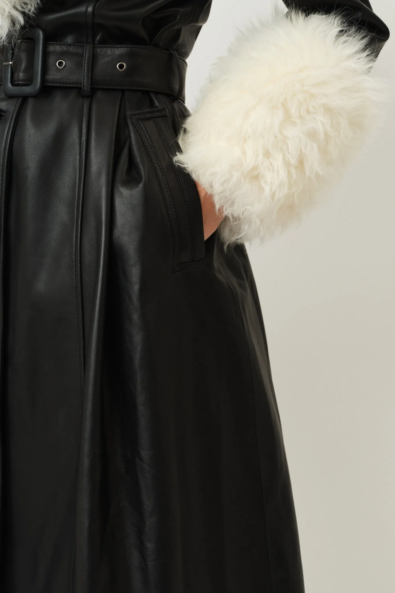 Foxy Shearling Coat — Black / Cloud