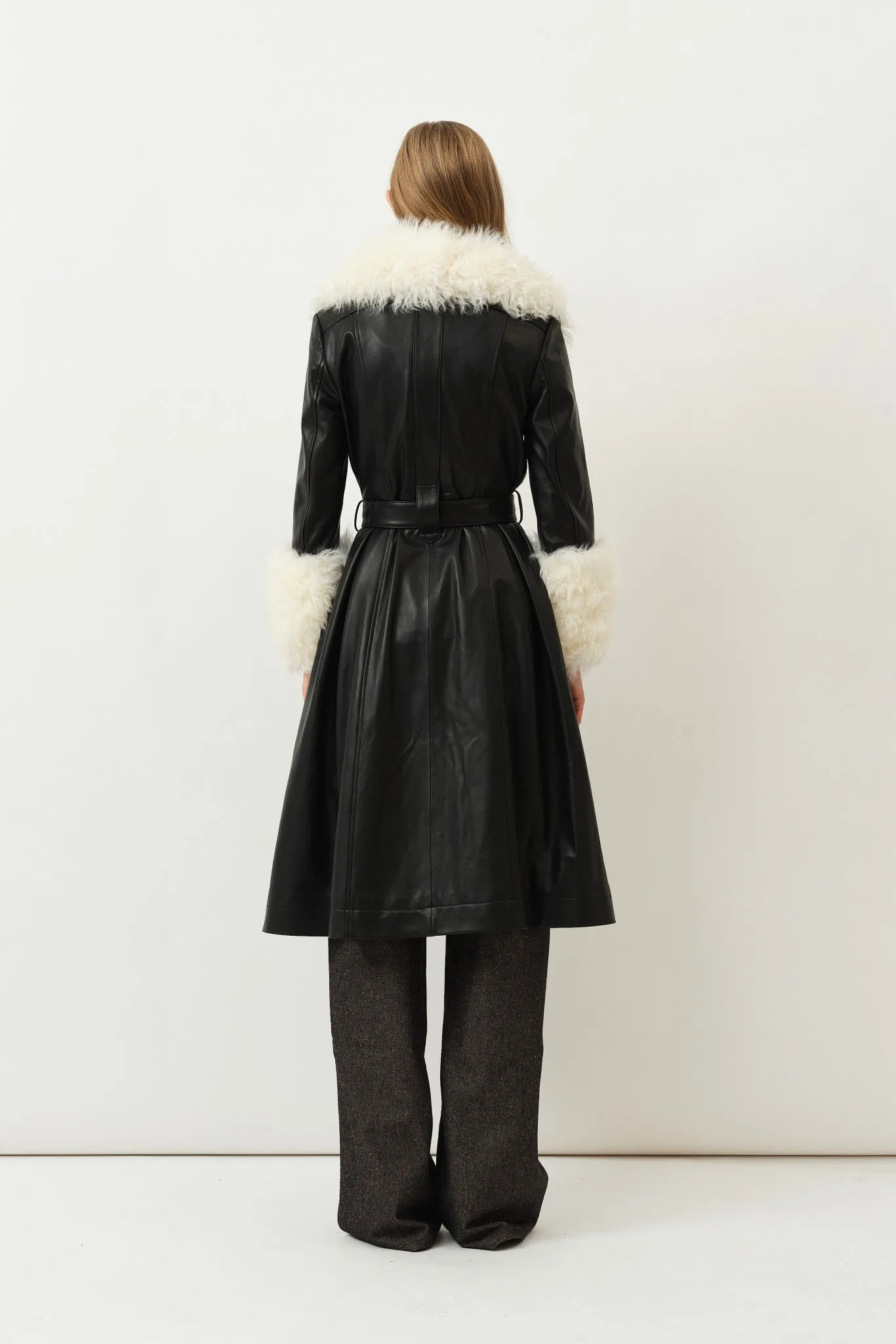 Foxy Shearling Coat — Black / Cloud
