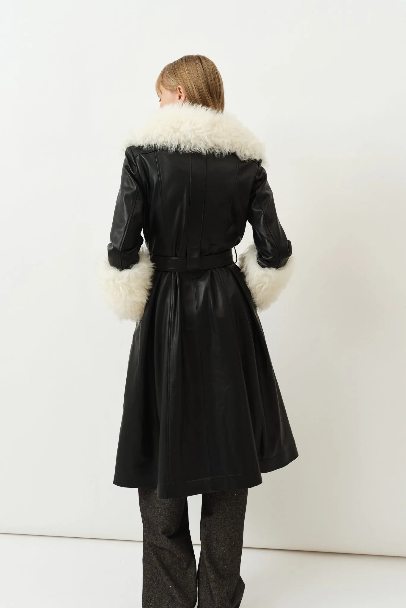 Foxy Shearling Coat — Black / Cloud