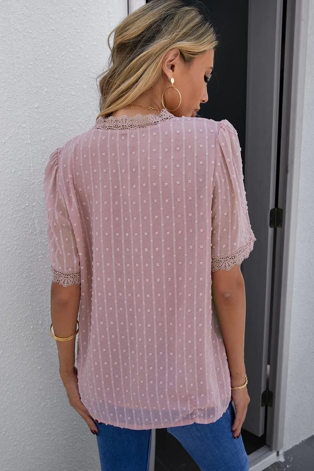 Gentle Lady Short Sleeve V Neck Blouse