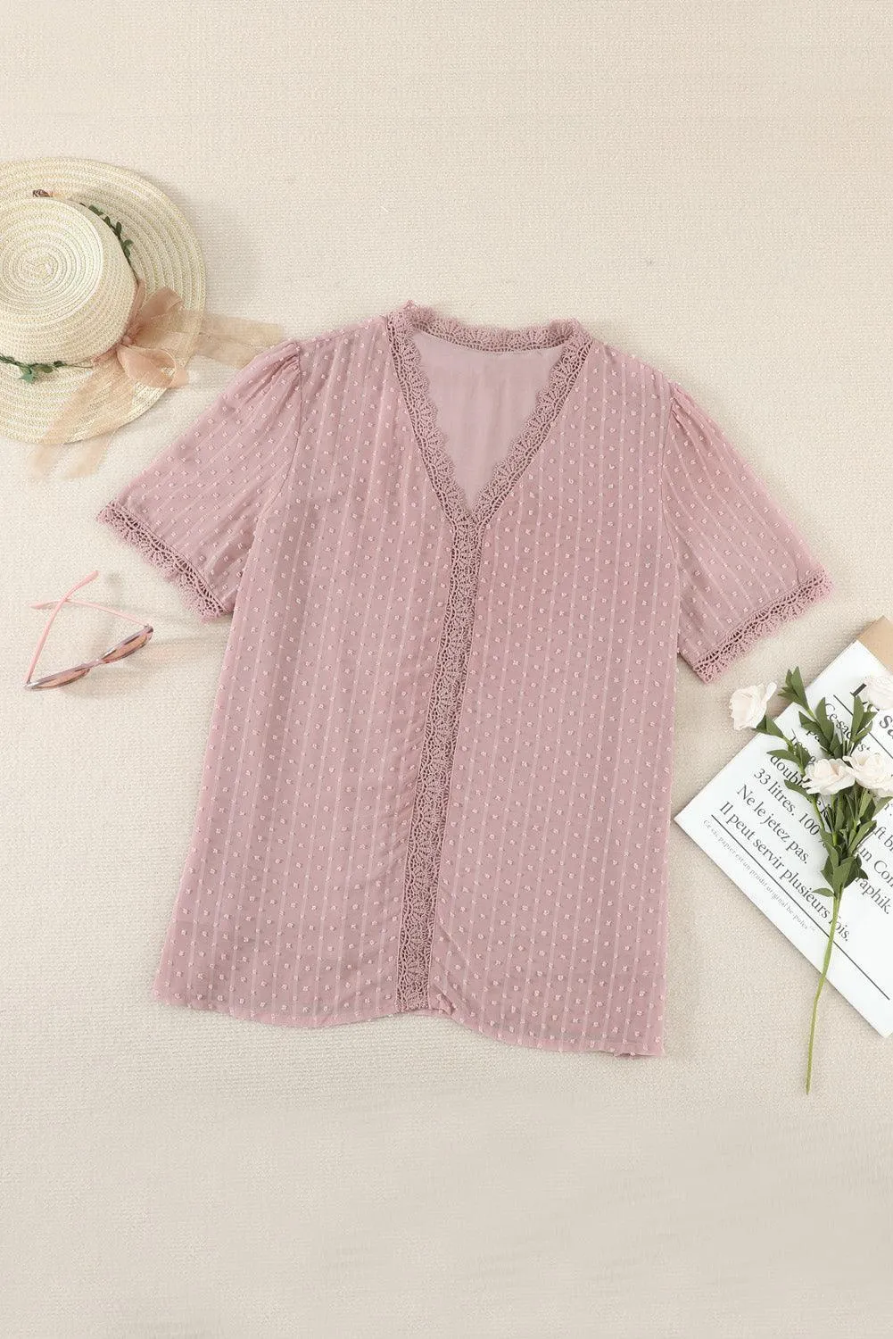 Gentle Lady Short Sleeve V Neck Blouse