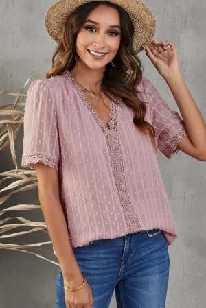 Gentle Lady Short Sleeve V Neck Blouse