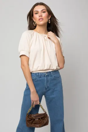GILLI Shirring Neck Rib Top