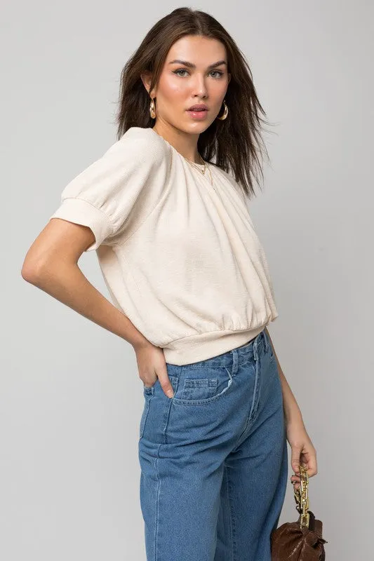 GILLI Shirring Neck Rib Top