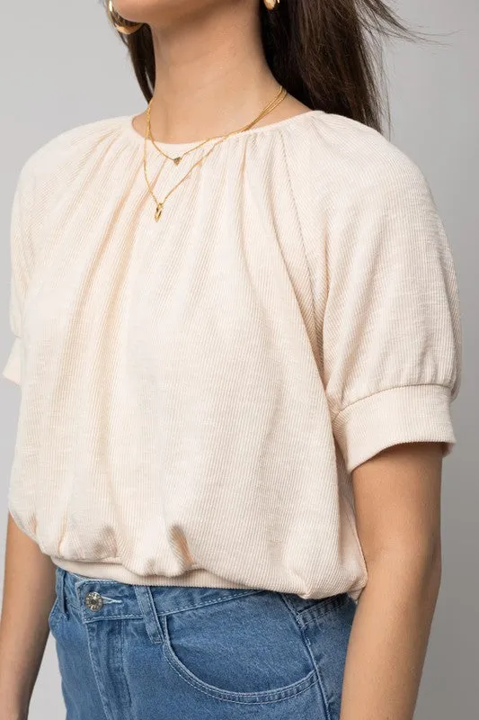 GILLI Shirring Neck Rib Top