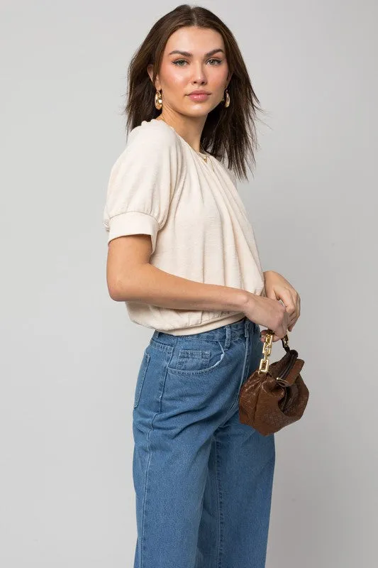 GILLI Shirring Neck Rib Top