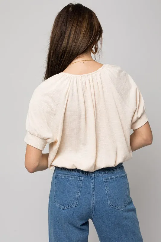 GILLI Shirring Neck Rib Top