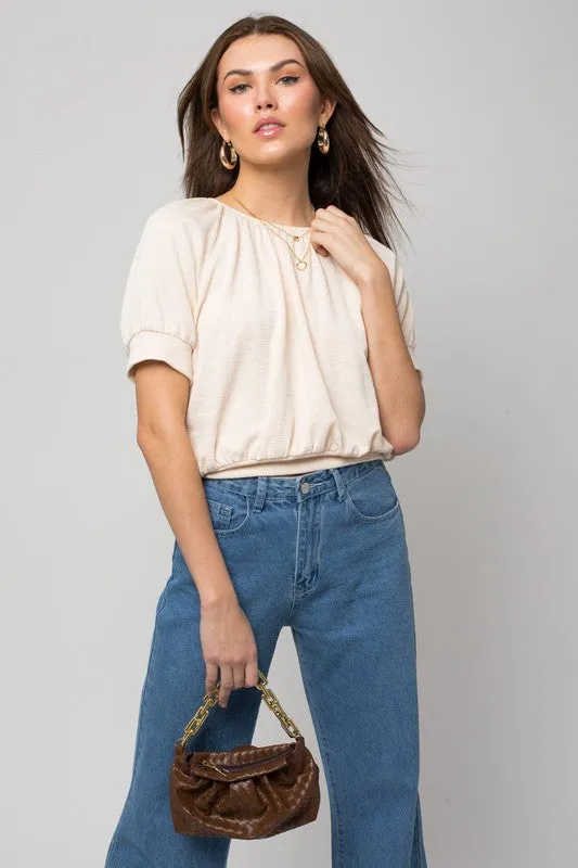 GILLI Shirring Neck Rib Top