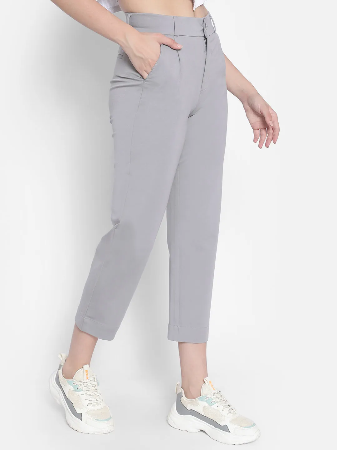 Grey Crop Trousers