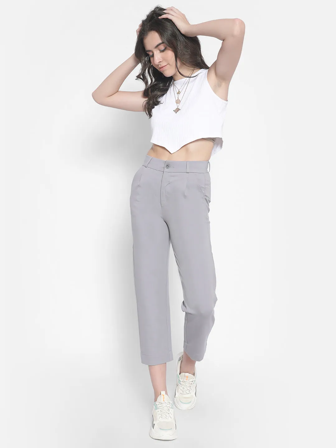 Grey Crop Trousers