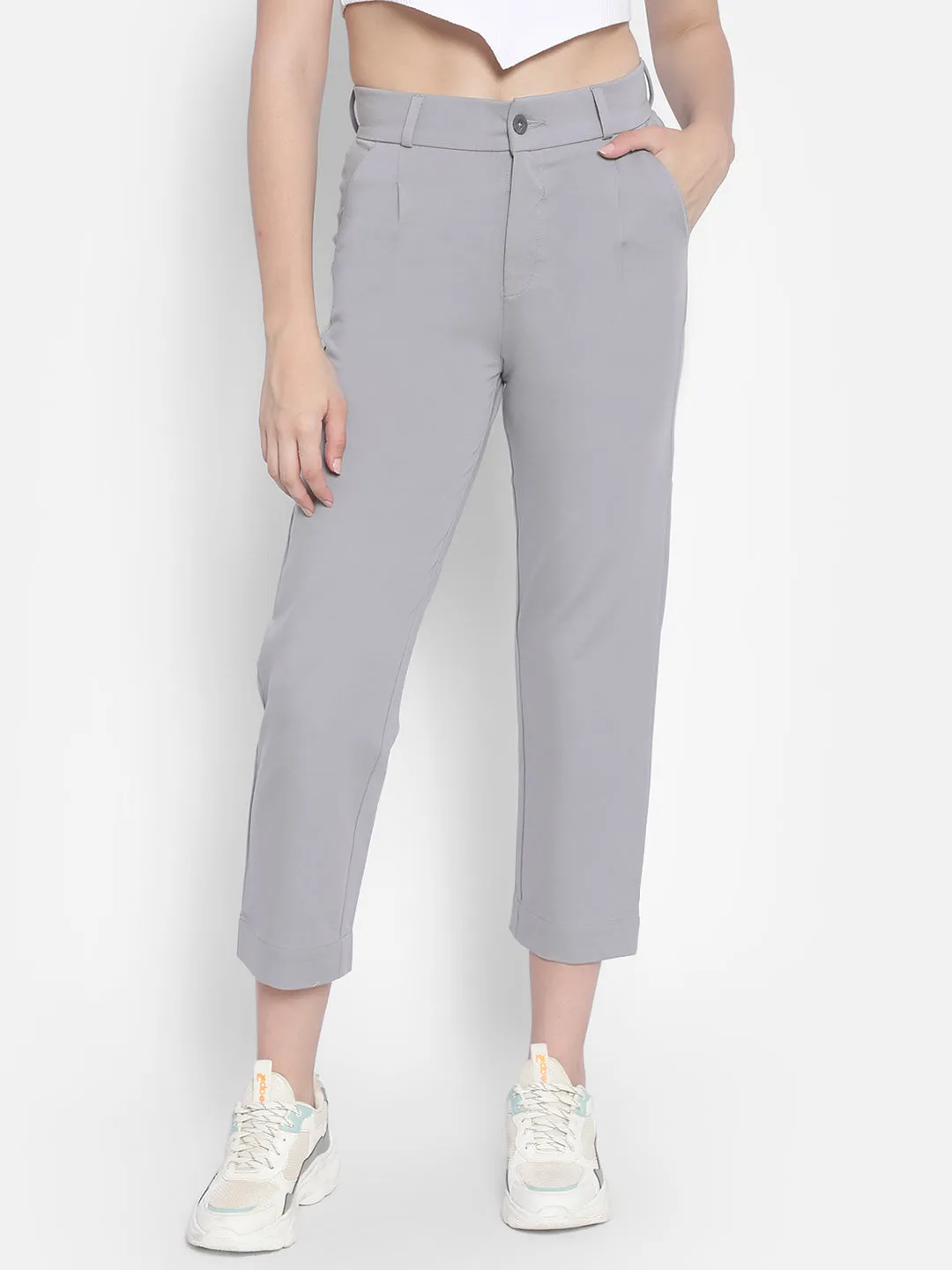 Grey Crop Trousers