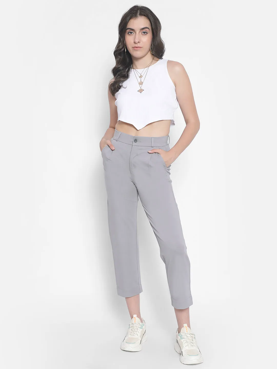 Grey Crop Trousers