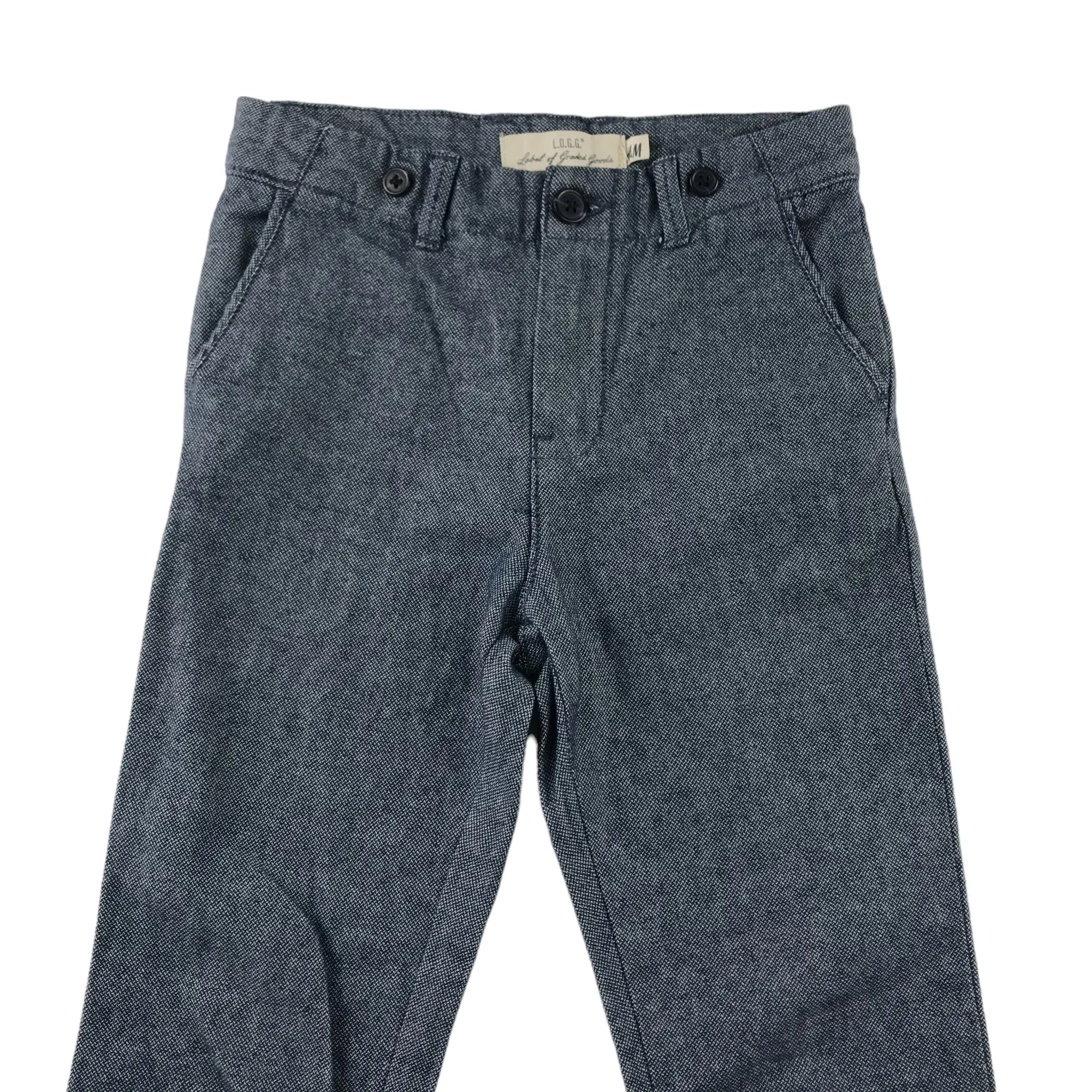 H&M Trousers Age 5 Blue Knit Pattern Chino Style Cotton