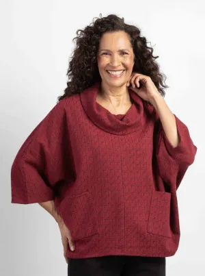 Harvest Fleece Cozy Poncho [Cranberry-47810]